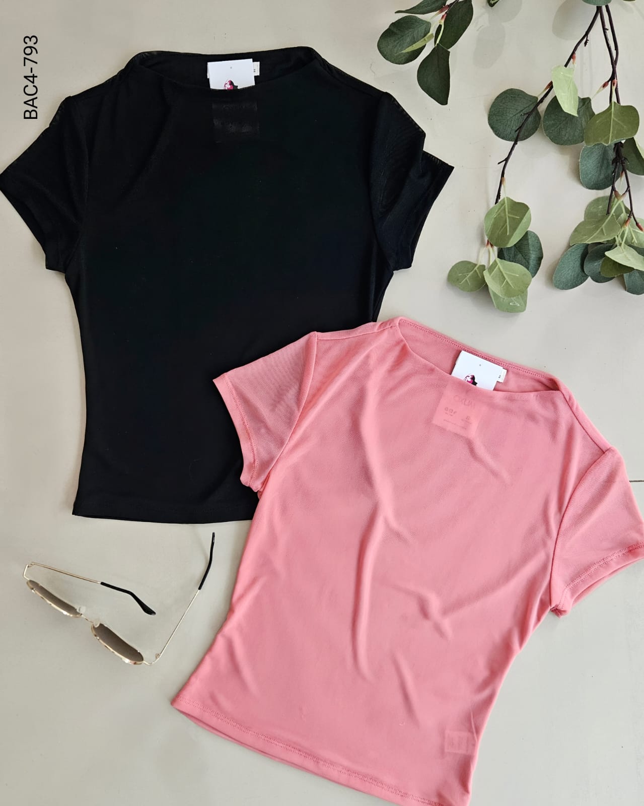 Blusa manga corta tela mesh D 793