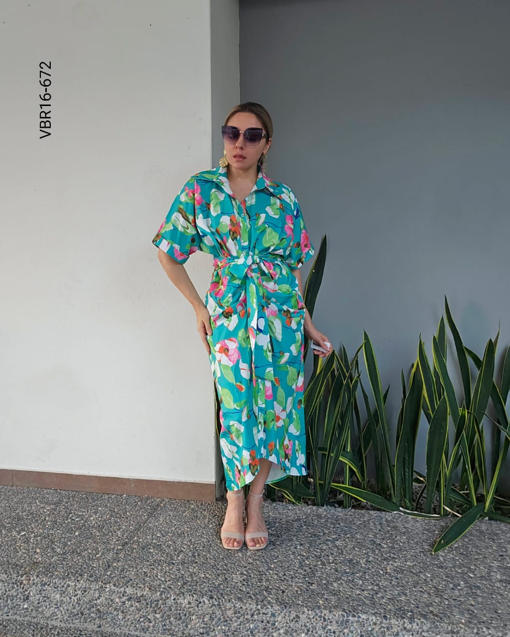 Vestido drapeado estamapdo floral R 672