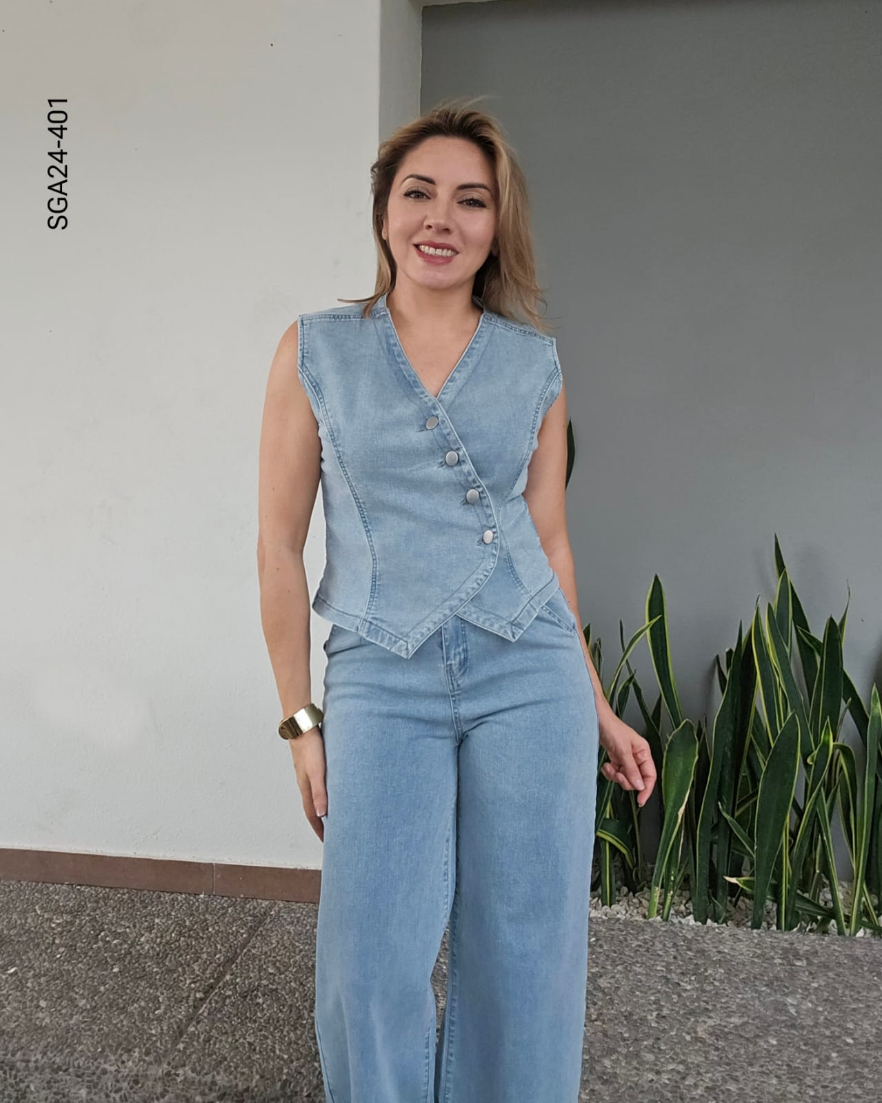 Set mezclilla chaleco y pantalón X 401