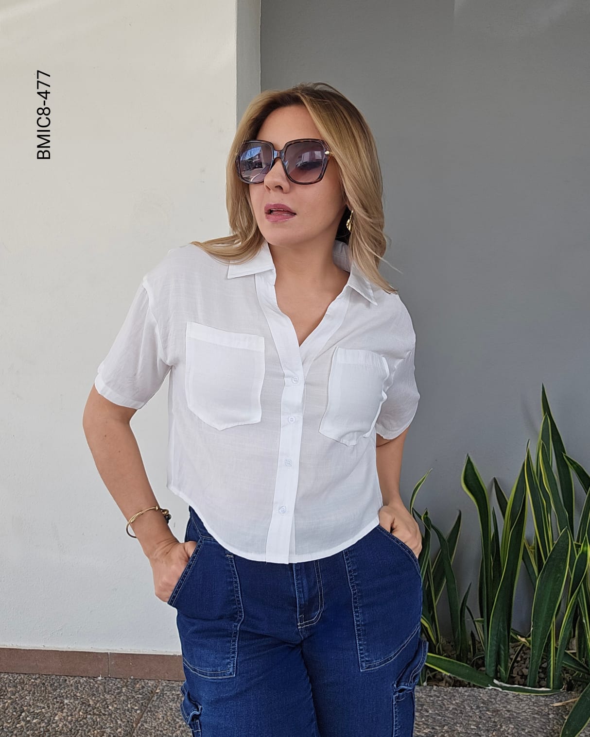Blusa camisera manga corta H 477