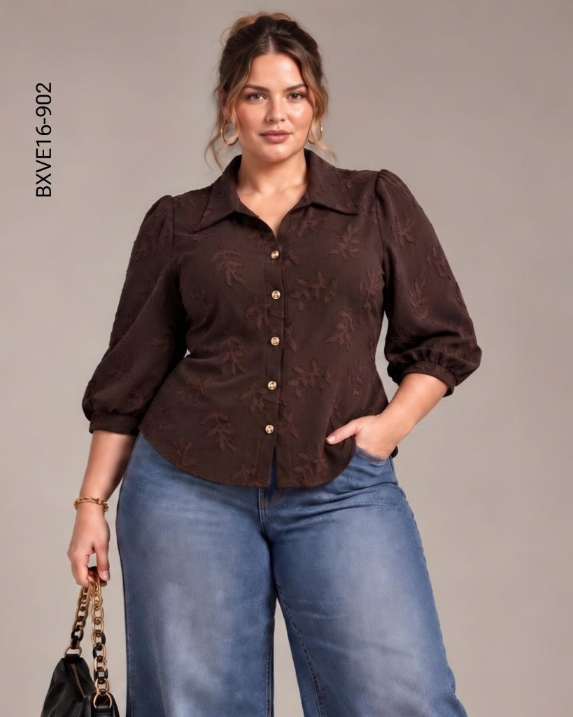 Blusa Plus Botones metálicos dorados P 902