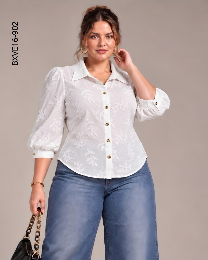 Blusa Plus Botones metálicos dorados P 902