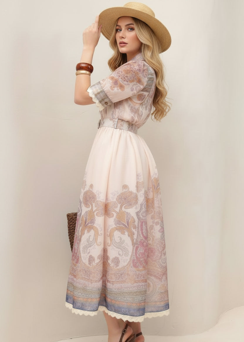 Vestido camisero midi con cinturón W 4770
