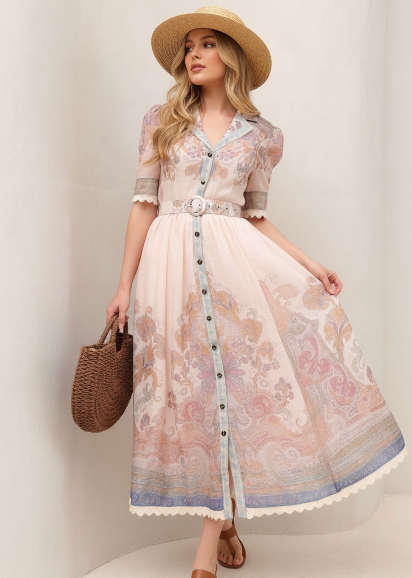 Vestido camisero midi con cinturón W 4770