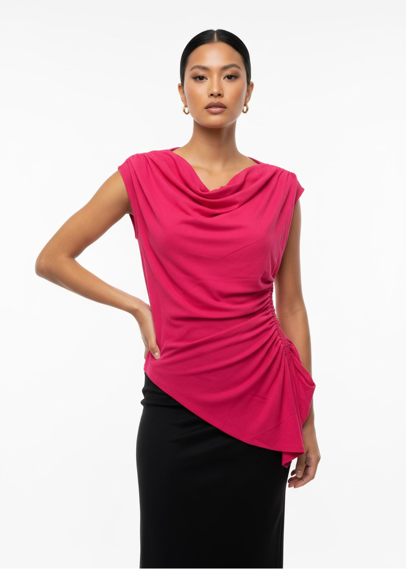 Blusa ajustada drapeado lateral F 133