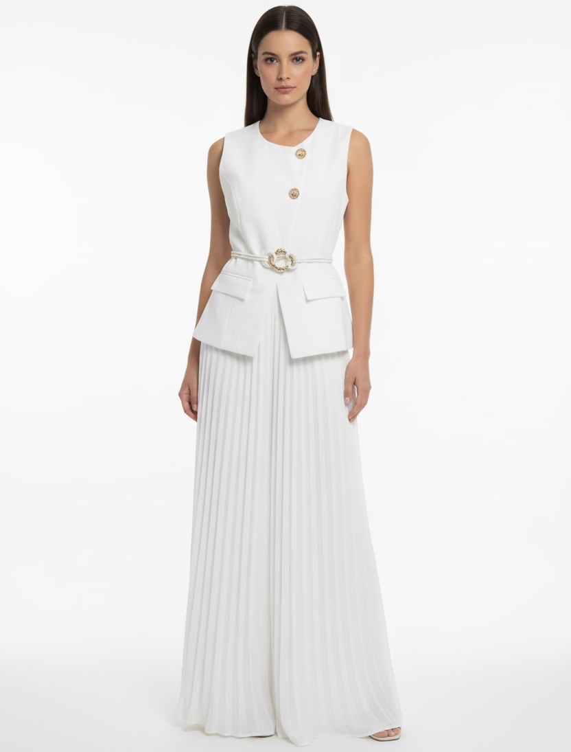 Set de chaleco y pantalon plisado Z 1847