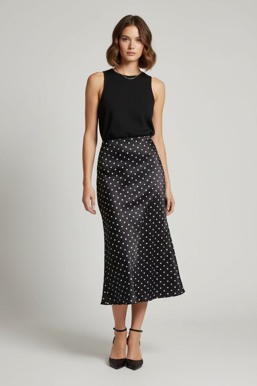 Falda maxi de lunares atemporal L 4300