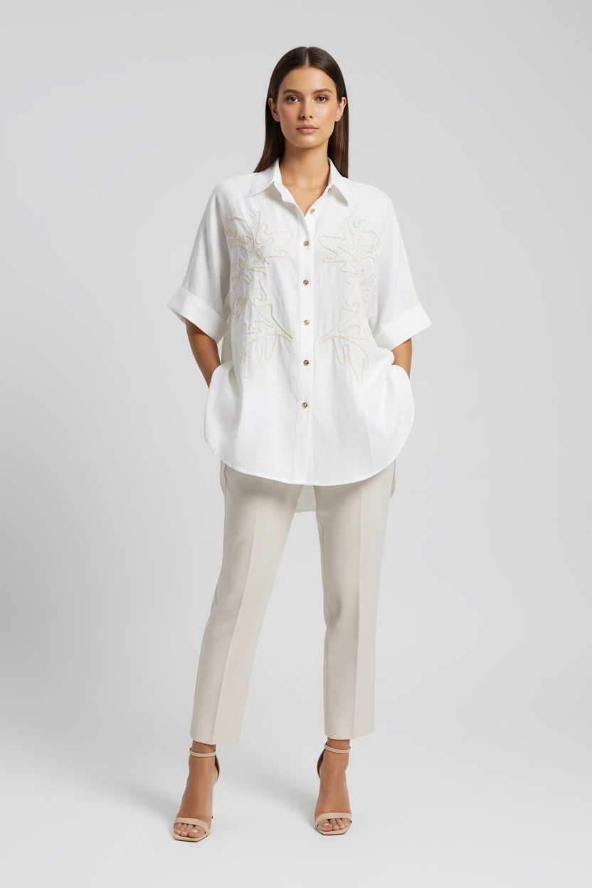 Blusa Casual con Bordado Botánico M 025