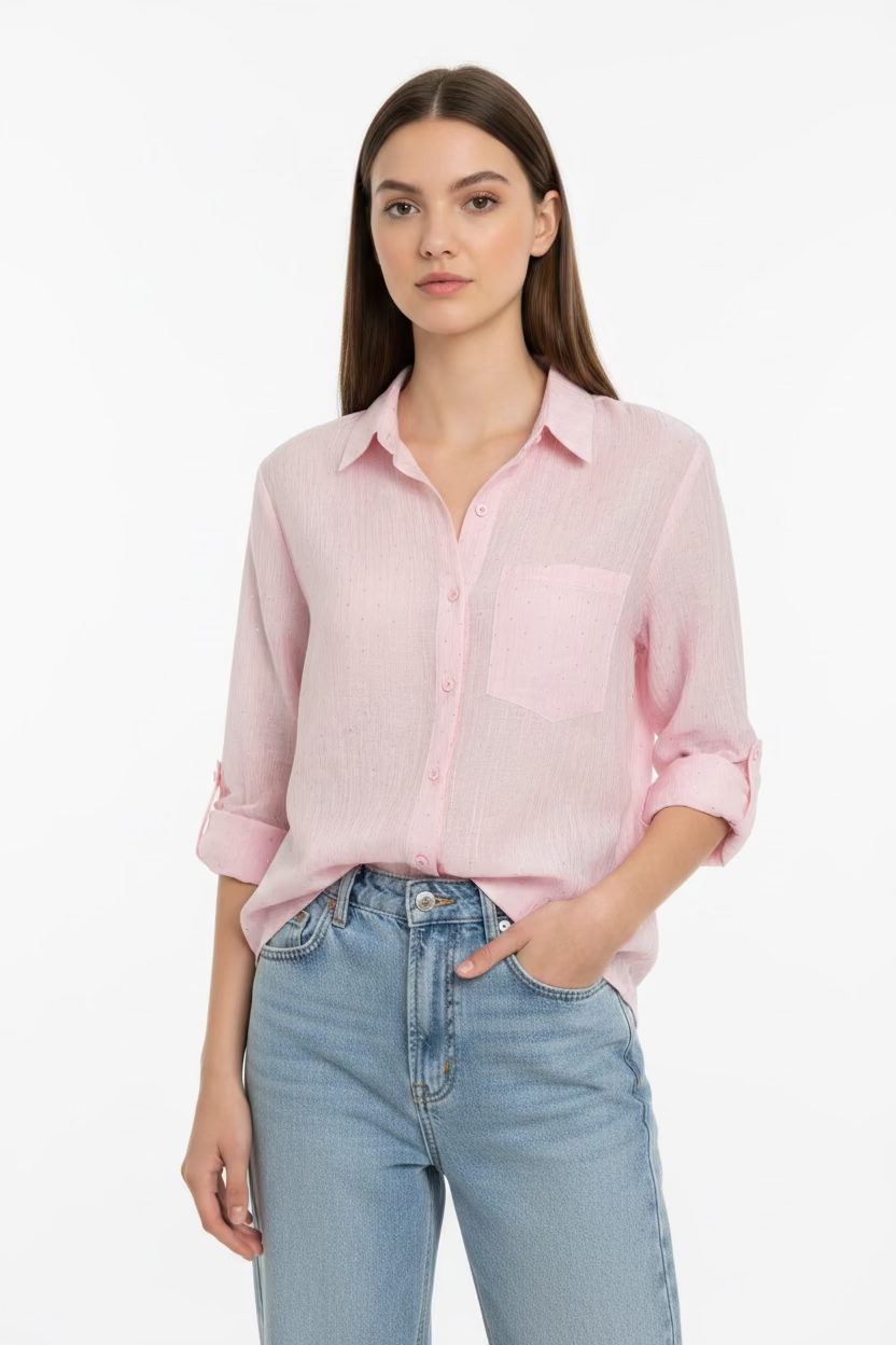 Blusa camisera semitrasparente botones  L 8334
