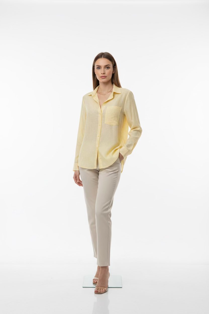 Blusa camisera semitrasparente botones  L 8334