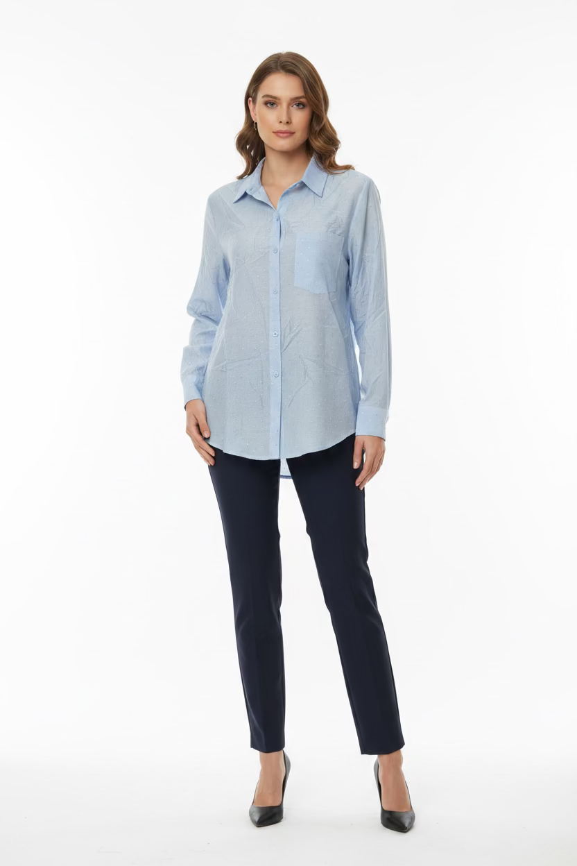 Blusa camisera semitrasparente botones  L 8334