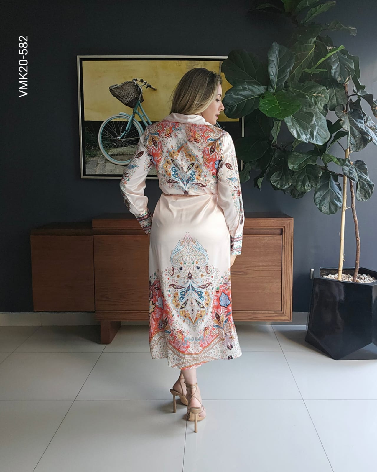 Vestido estampado manga larga T 582
