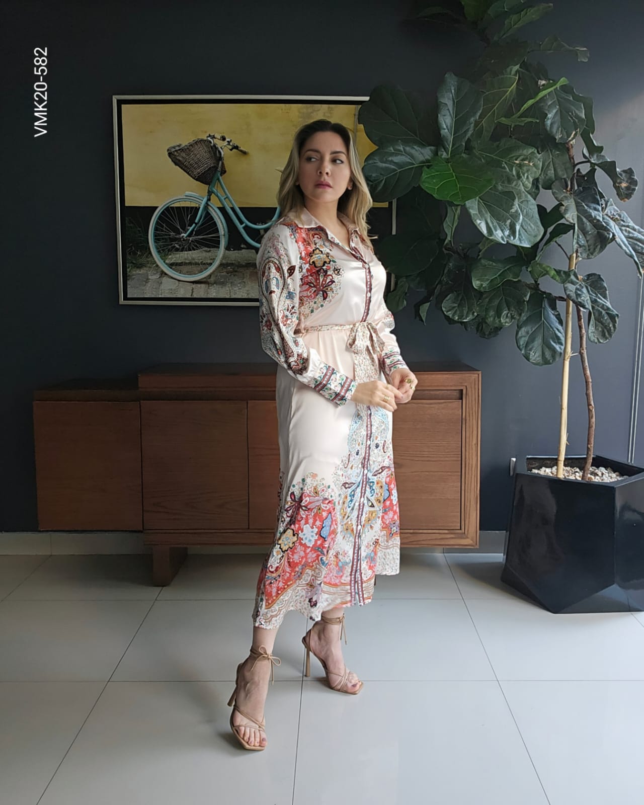 Vestido estampado manga larga T 582