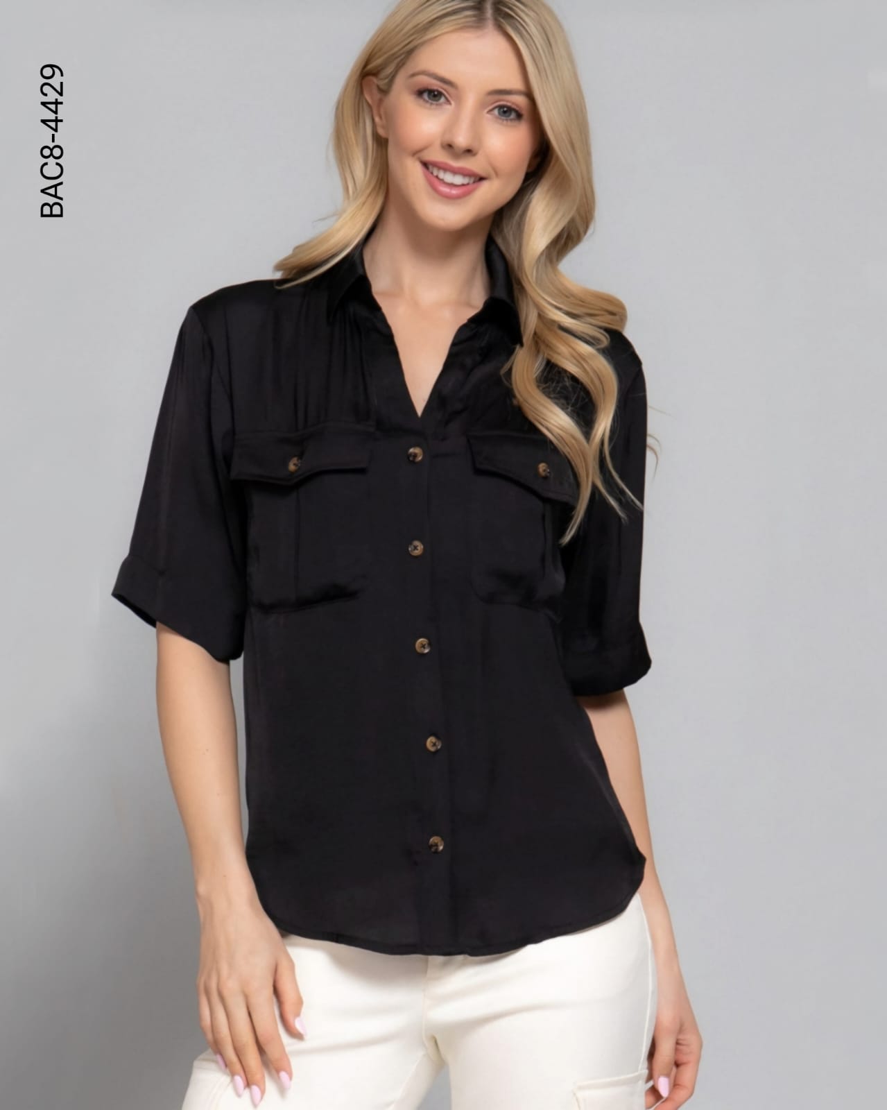 Blusa camisera con bolsas H 4429