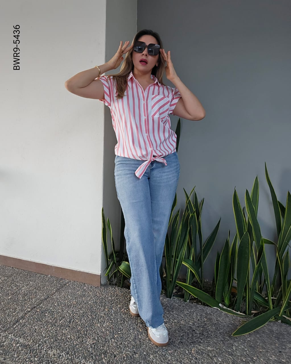 Blusa a rayas manga corta I 5436