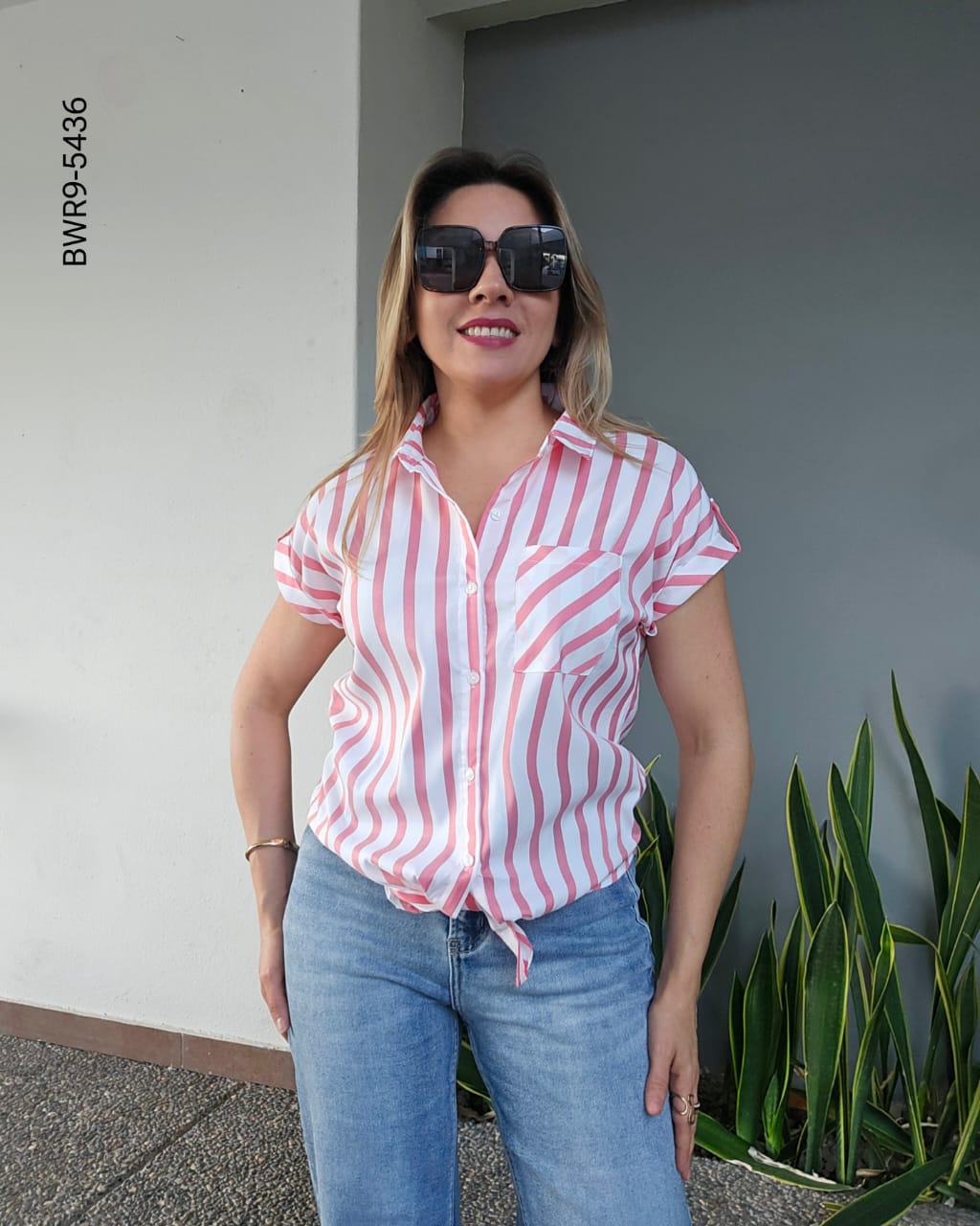 Blusa a rayas manga corta I 5436