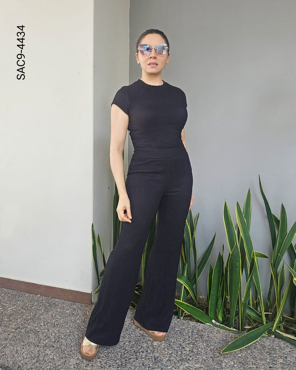 Set pantalon y blusa tela con textura I 4434
