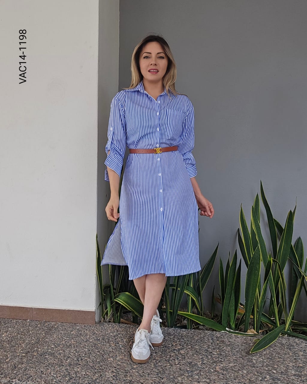 Vestido a rayas en corte midi N 1198