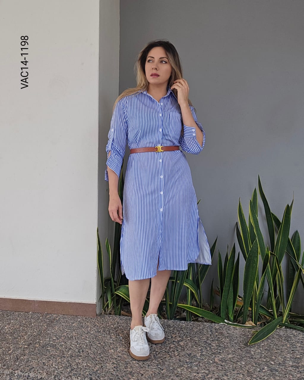 Vestido a rayas en corte midi N 1198