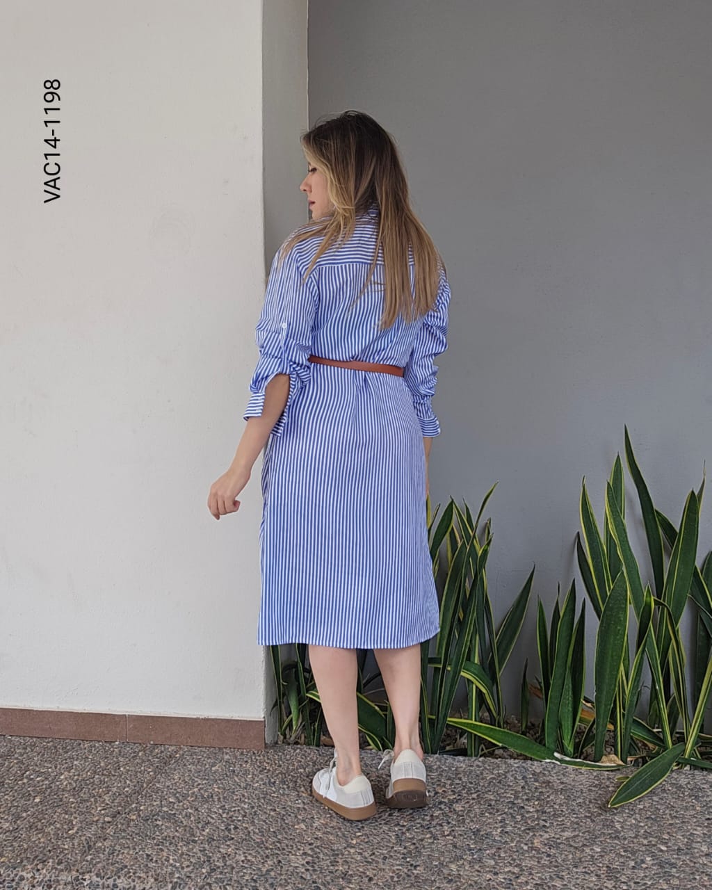 Vestido a rayas en corte midi N 1198