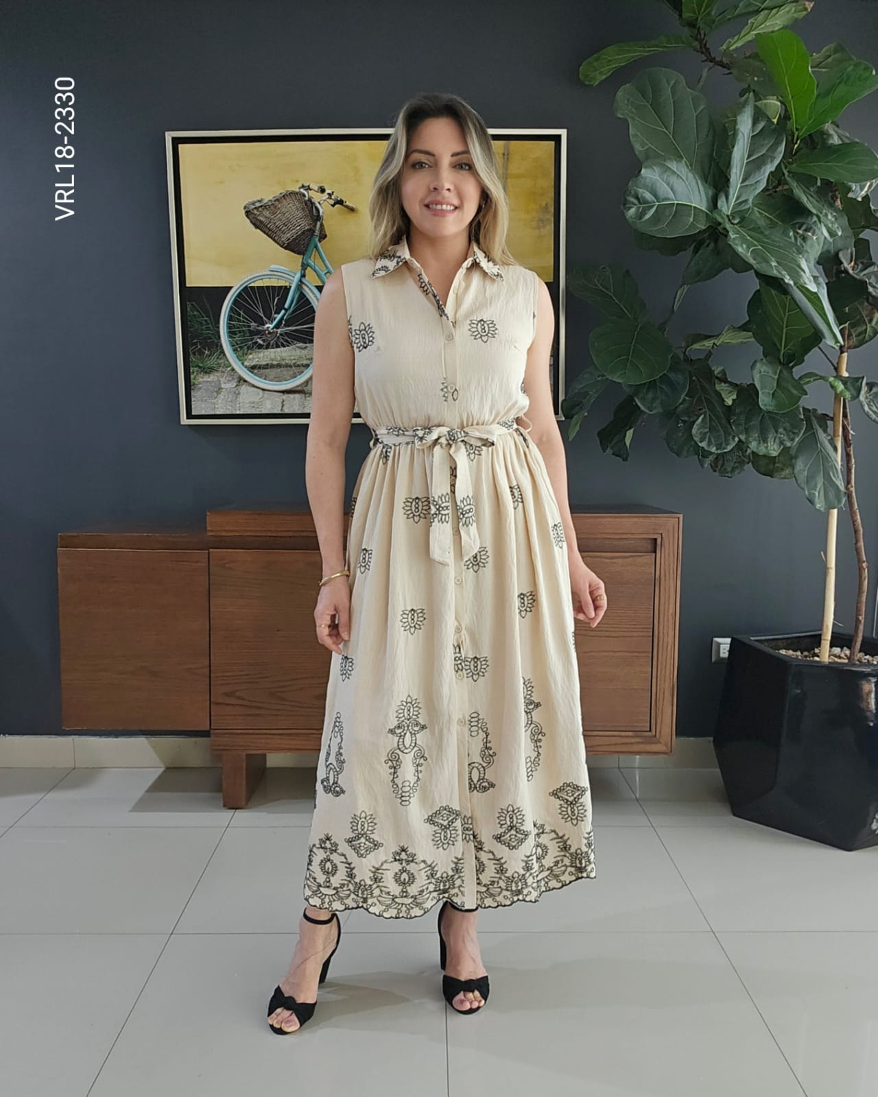 Vestido largo con detalle tejido R 2330