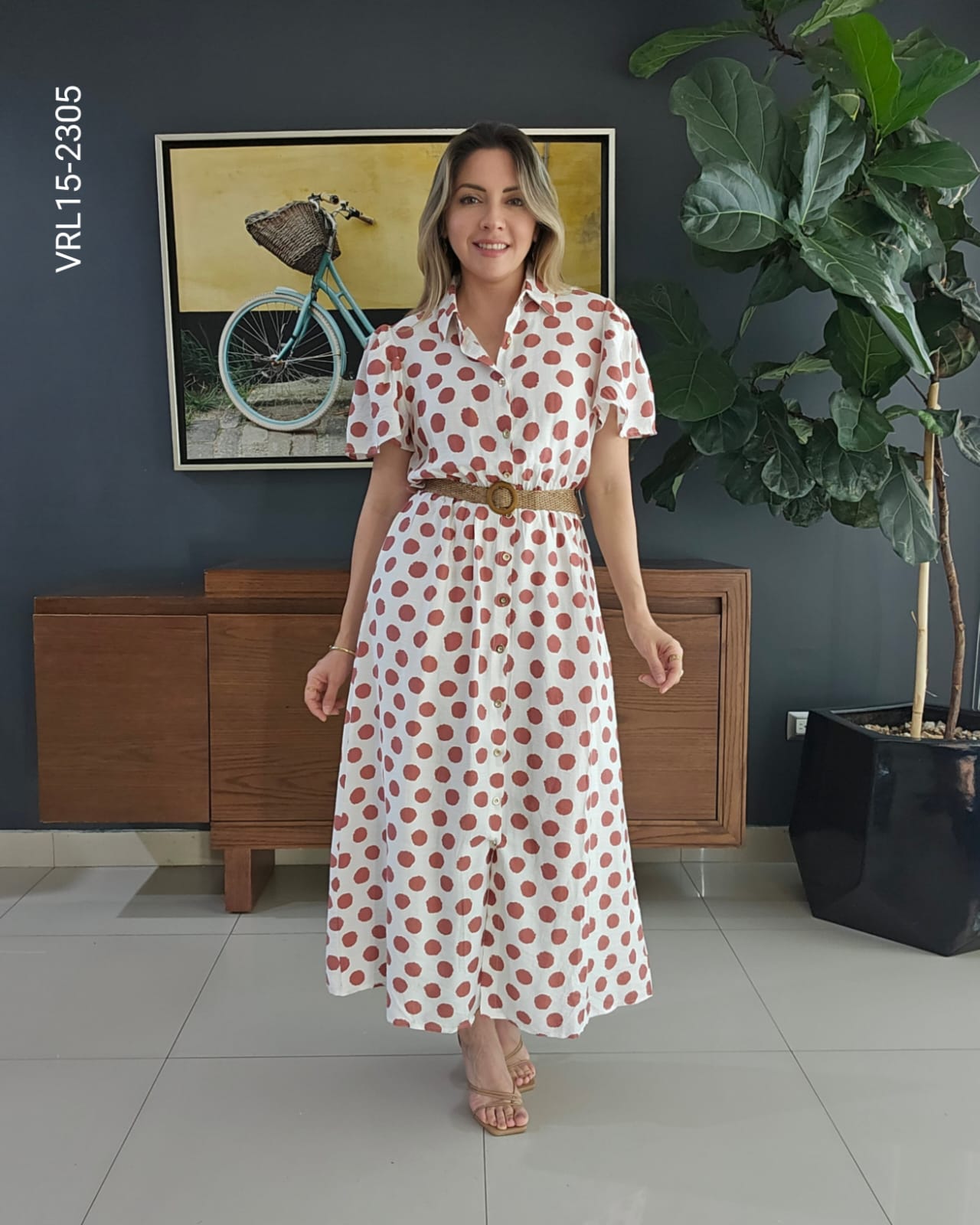 Vestido largo con cinto O 2305