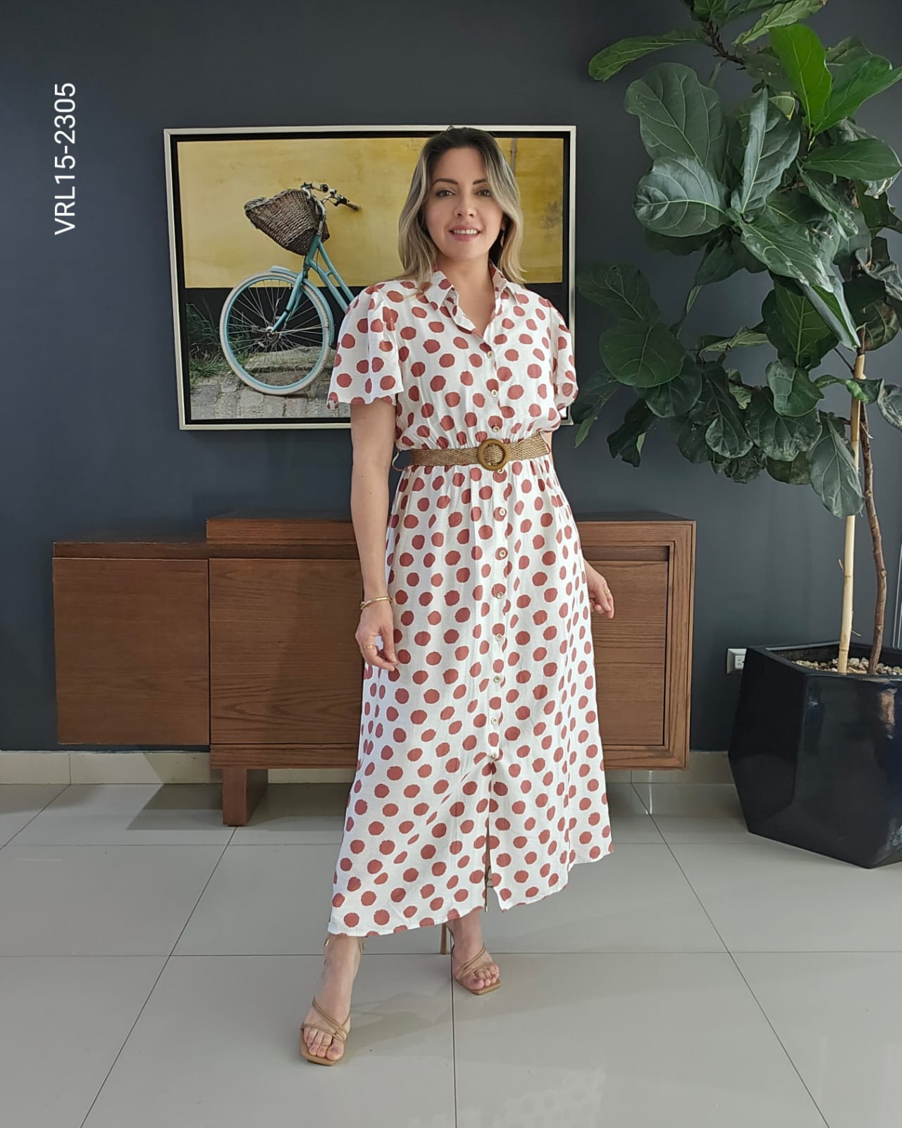 Vestido largo con cinto O 2305