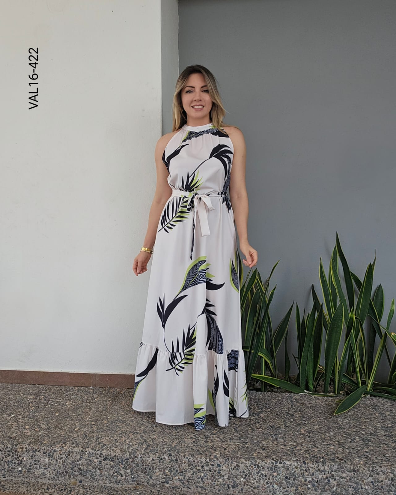 Vestido largo sin mangas con estampado P 422