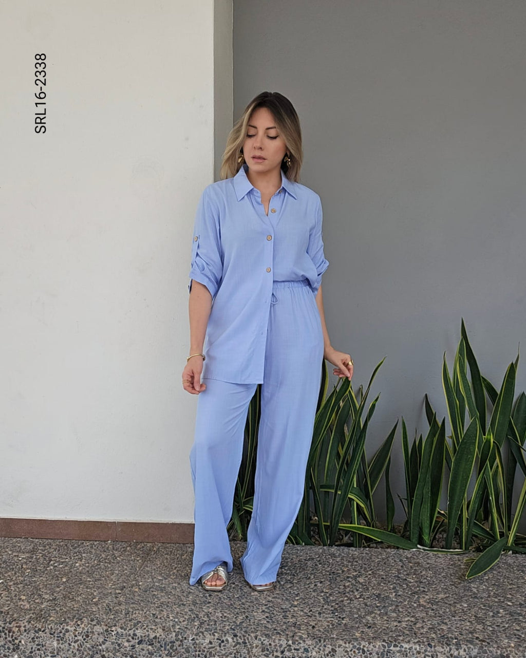 Set de blusa camisera y pantalon P 2338