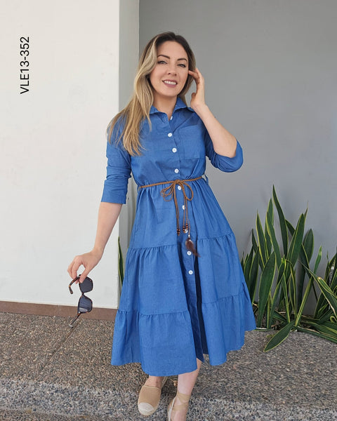Vestido mezclilla corte midi M 352
