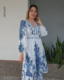 Vestido manga larga estampado M 374