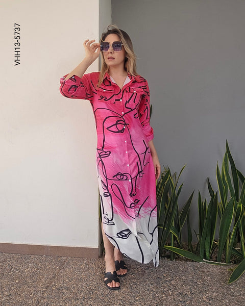 Vestido largo estampado picaso M 5737