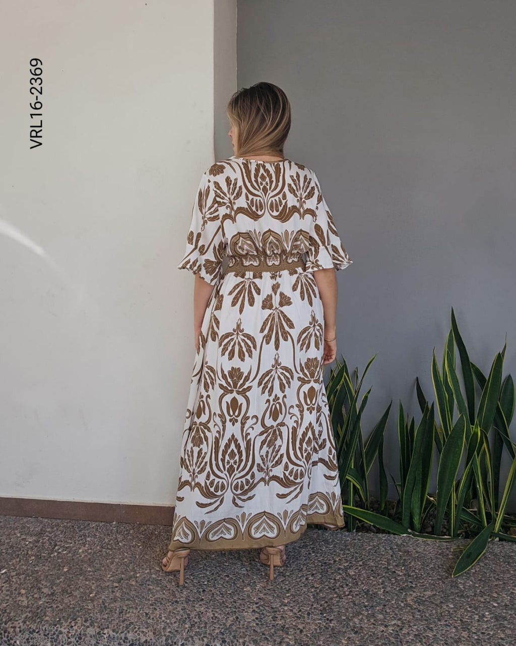 Vestido largo cuello cruzado P 2369