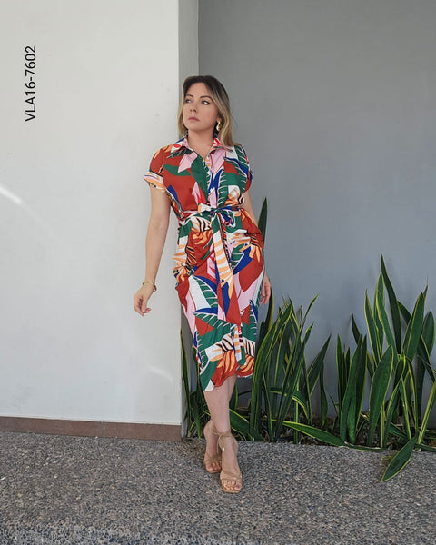 Vestido drapeado corte midi P 7602