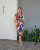 Vestido drapeado corte midi P 7602