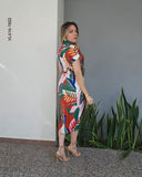Vestido drapeado corte midi P 7602