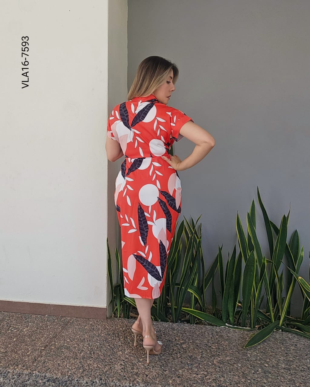 Vestido drapeado lazo cintura P 7593
