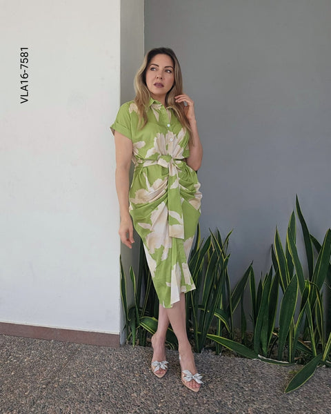 Vestido drapeado estampado P 7581