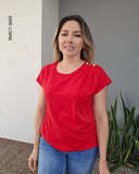 Blusa manga corta con aplicación en hombro G 3669