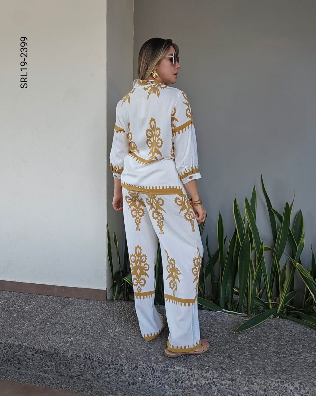 Conjunto de pantalon y blusa camisera S 2399