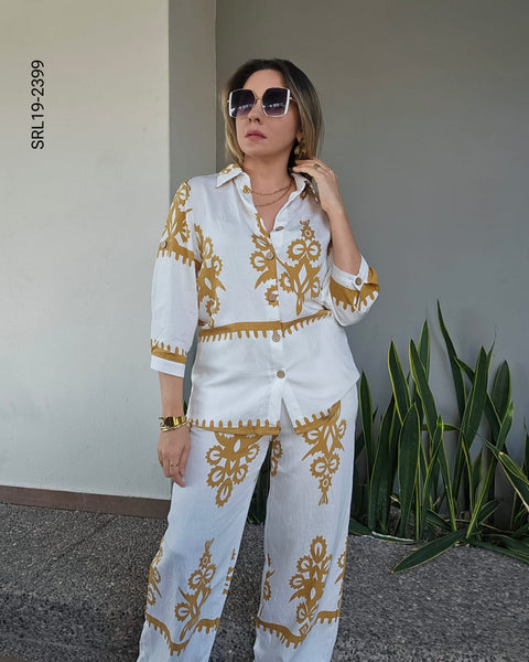 Conjunto de pantalon y blusa camisera S 2399