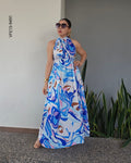 Vestido largo sin mangas estampado O 9491