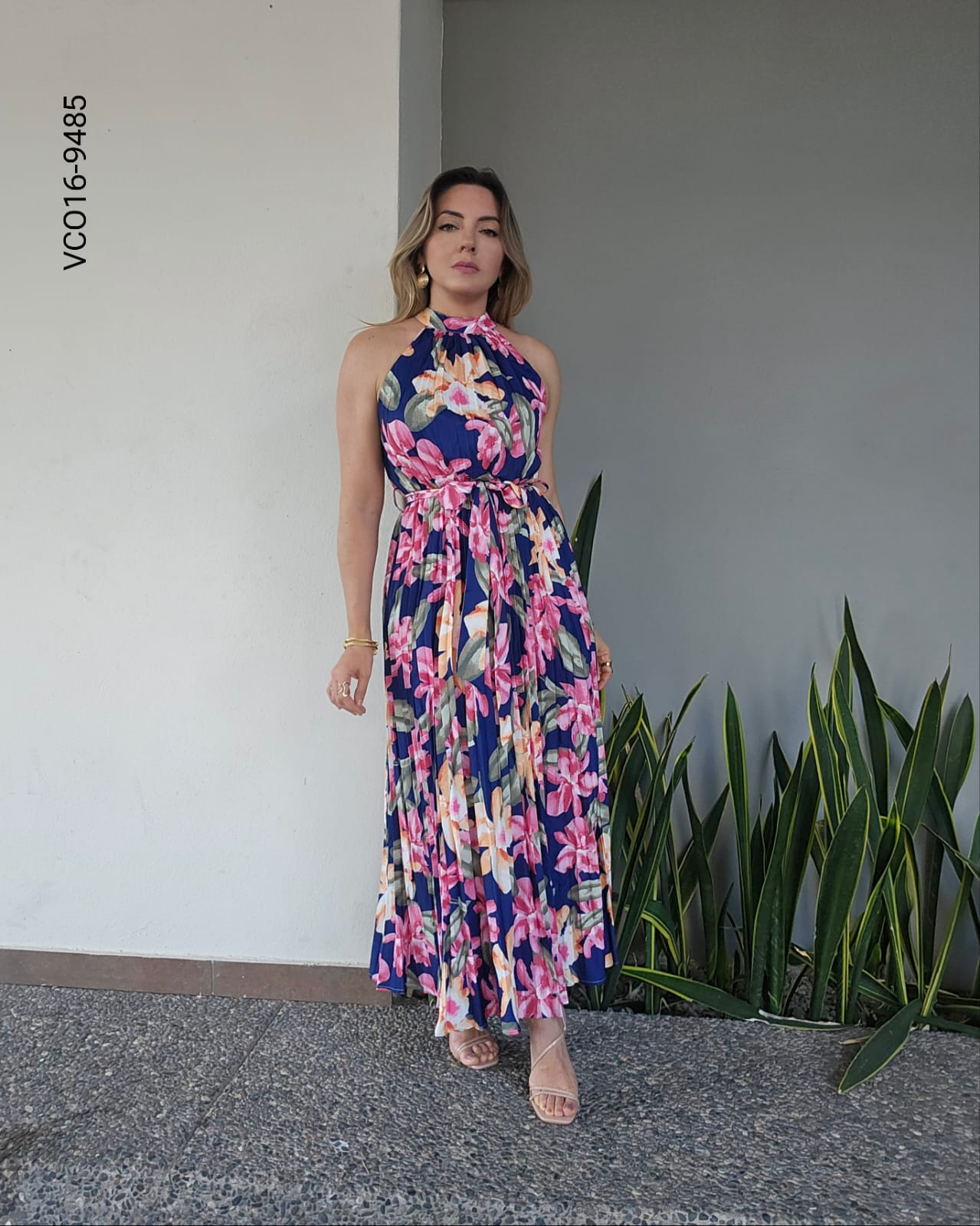 Vestido largo estampado floral P 9485