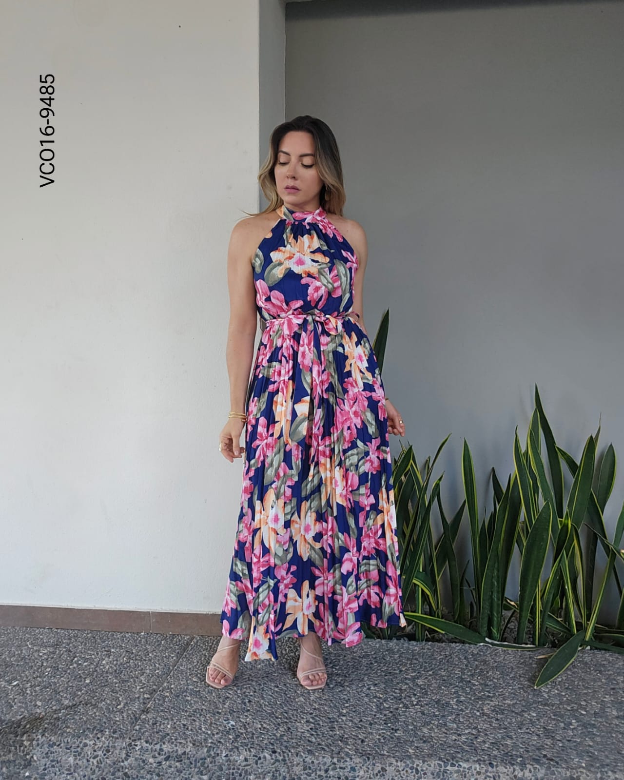 Vestido largo estampado floral P 9485