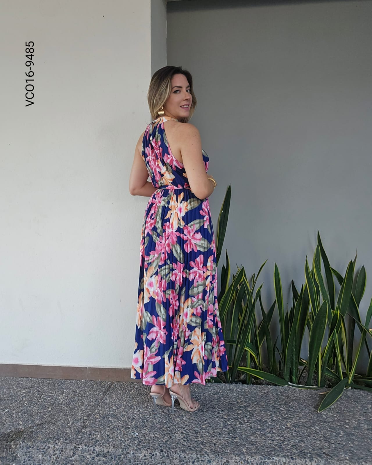 Vestido largo estampado floral P 9485