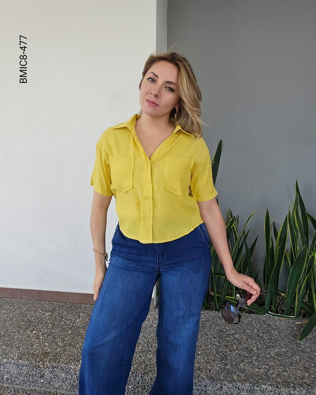 Blusa camisera manga corta H 477