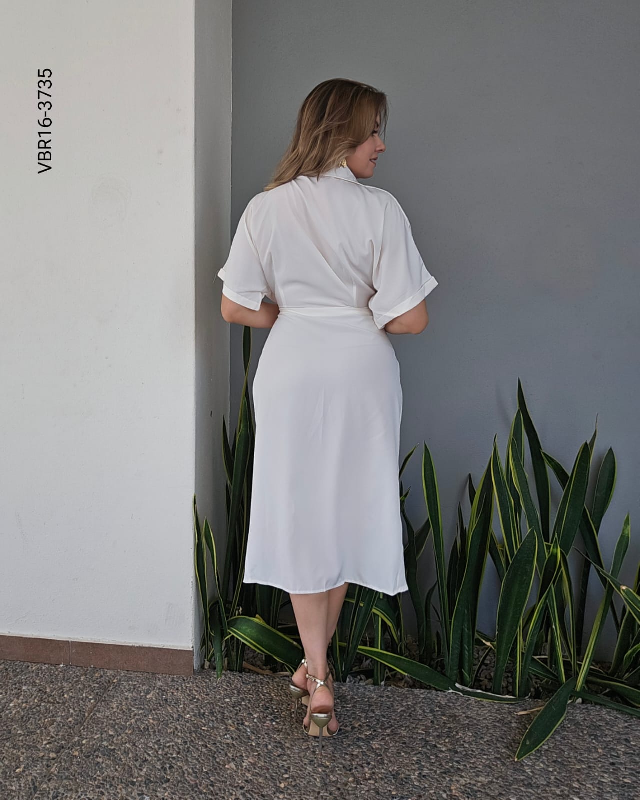 Vestido midi con lazo en cintura P 3735