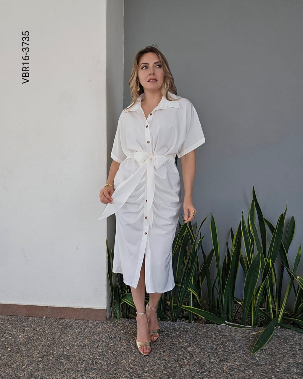 Vestido midi con lazo en cintura P 3735