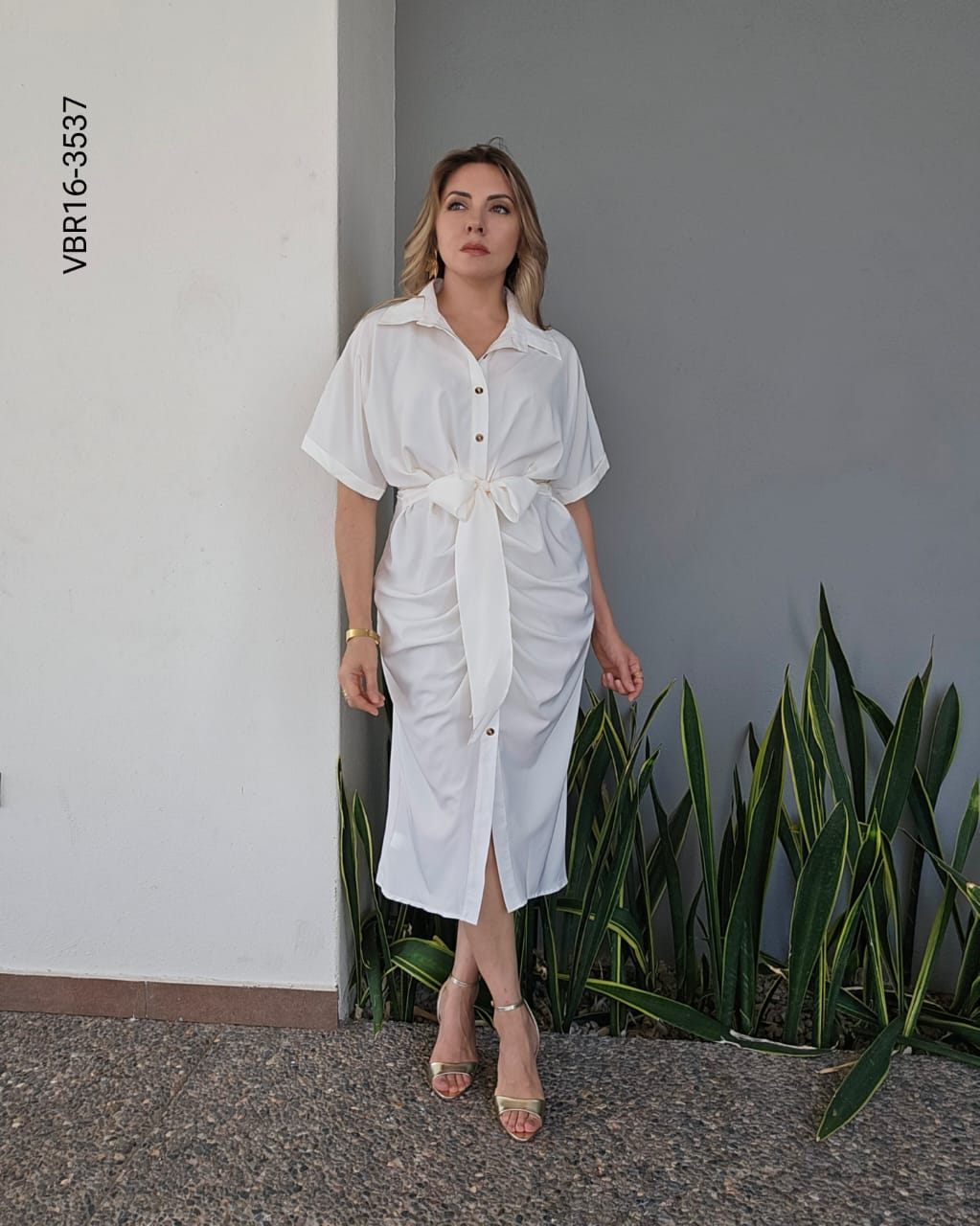 Vestido midi con lazo en cintura P 3735