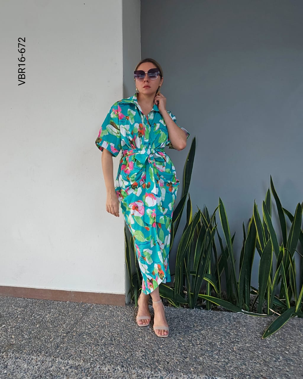 Vestido drapeado estamapdo floral R 672